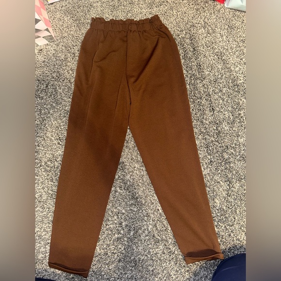 Brown High-Waisted Tie Pants - Picture 6 of 6